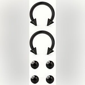 304 Stainless Steel Black Horseshoe Nose Rings